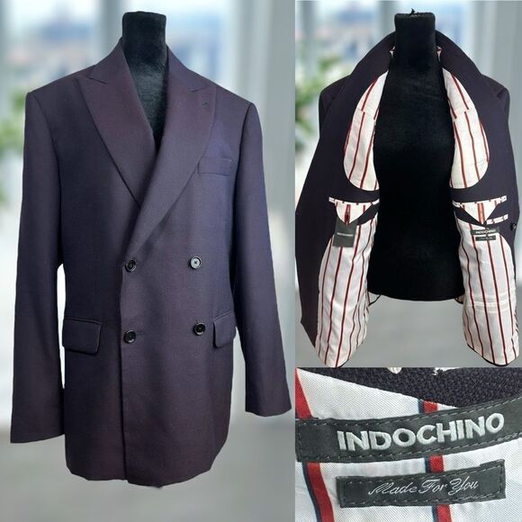 INDOCHINO Custom Blazer Sport Coat Jacket 100% Wool Suit Jacket Size 43R - Picture 1 of 15